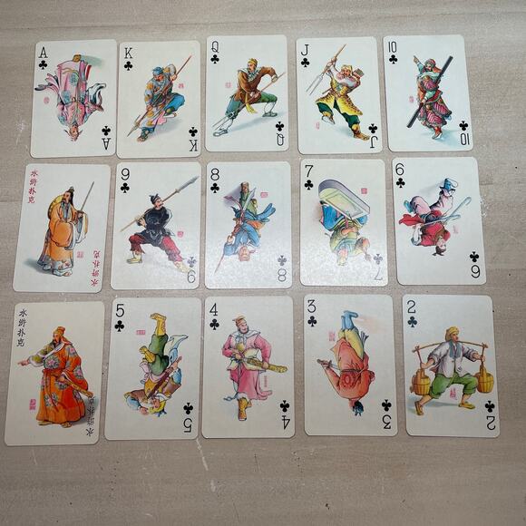 1060's Shanghai Playing Cards Chinese Characters in Water Margin Two Deck Set - Picture 7 of 16